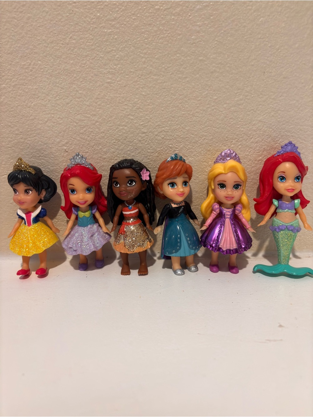 Disney Princess Mini Doll Set - Yellow, Red, Brown, Blue, Purple, Teal